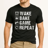 Wake Bake Game Repeat Video Game Weed Smoker Pot Gift Cooling Performance Crew T-Shirt