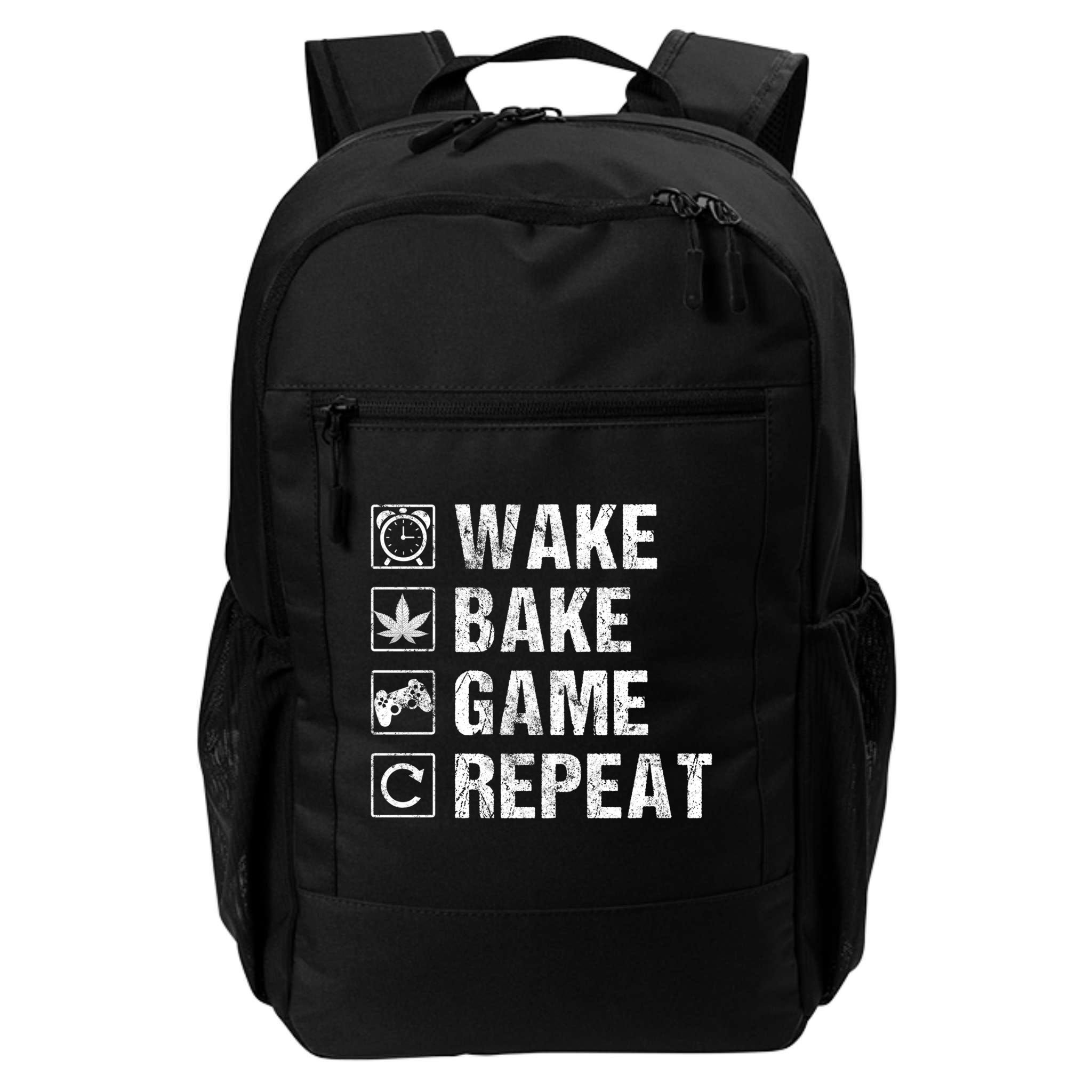 Wake Bake Game Repeat Video Game Weed Smoker Pot Gift Backpack