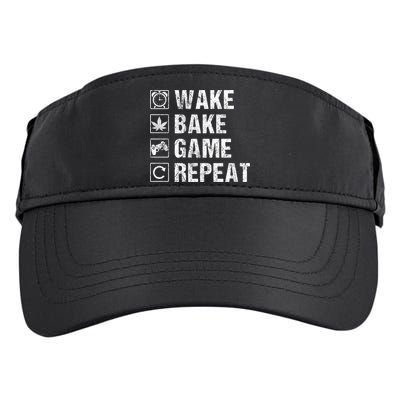 Wake Bake Game Repeat Video Game Weed Smoker Pot Gift Adult Drive Performance Visor