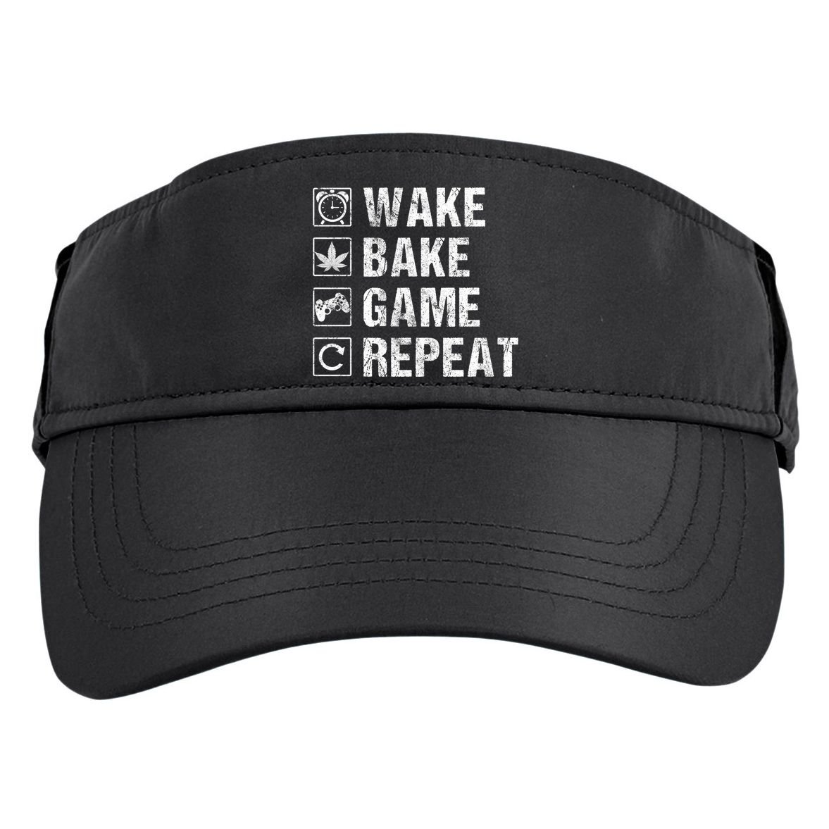 Wake Bake Game Repeat Video Game Weed Smoker Pot Gift Adult Drive Performance Visor