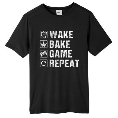 Wake Bake Game Repeat Video Game Weed Smoker Pot Gift Tall Fusion ChromaSoft Performance T-Shirt