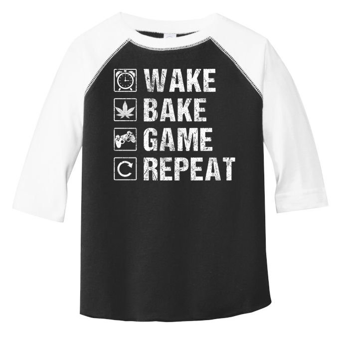 Wake Bake Game Repeat Video Game Weed Smoker Pot Gift Toddler Fine Jersey T-Shirt