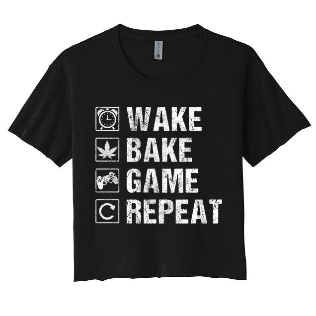 Wake Bake Game Repeat Video Game Weed Smoker Pot Gift Crop Top
