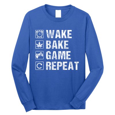 Wake Bake Game Repeat Video Game Weed Smoker Pot Gift Long Sleeve Shirt