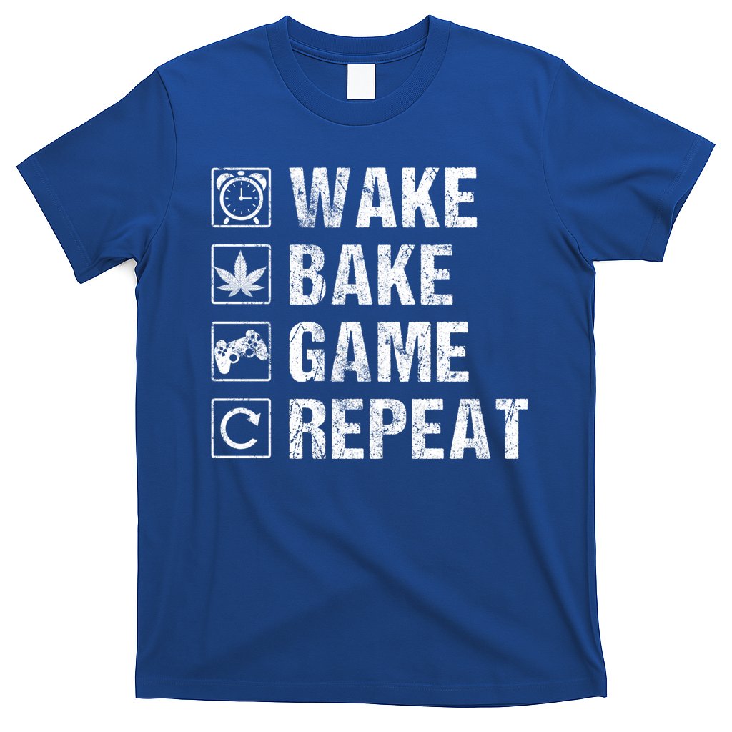 Wake Bake Game Repeat Video Game Weed Smoker Pot Gift T-Shirt