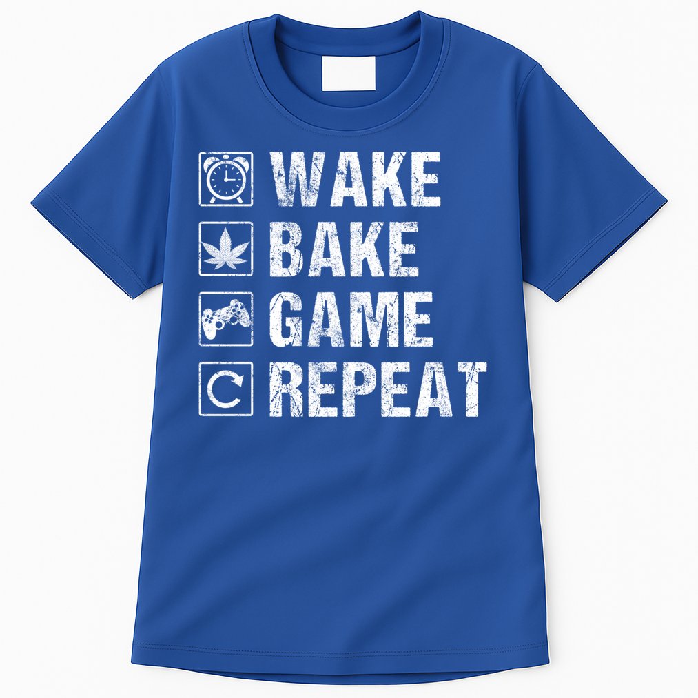 Wake Bake Game Repeat Video Game Weed Smoker Pot Gift Tall T-Shirt