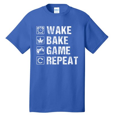 Wake Bake Game Repeat Video Game Weed Smoker Pot Gift Tall T-Shirt