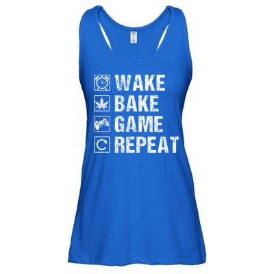Wake Bake Game Repeat Video Game Weed Smoker Pot Gift Ladies Essential Flowy Tank