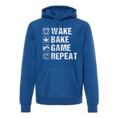 Wake Bake Game Repeat Video Game Weed Smoker Pot Gift Premium Hoodie