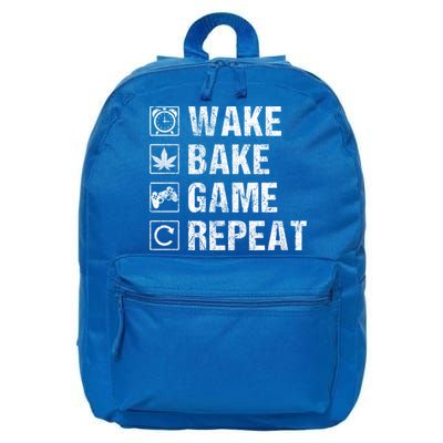 Wake Bake Game Repeat Video Game Weed Smoker Pot Gift 16 in Basic Backpack