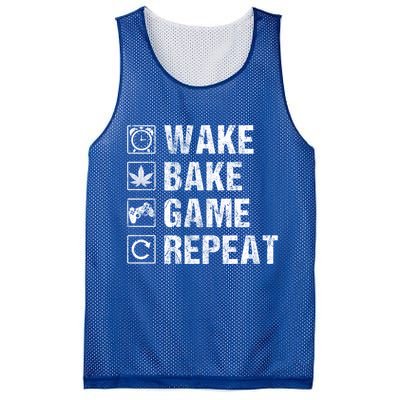 Wake Bake Game Repeat Video Game Weed Smoker Pot Gift Mesh Reversible Basketball Jersey Tank