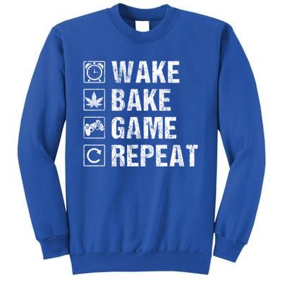 Wake Bake Game Repeat Video Game Weed Smoker Pot Gift Tall Sweatshirt