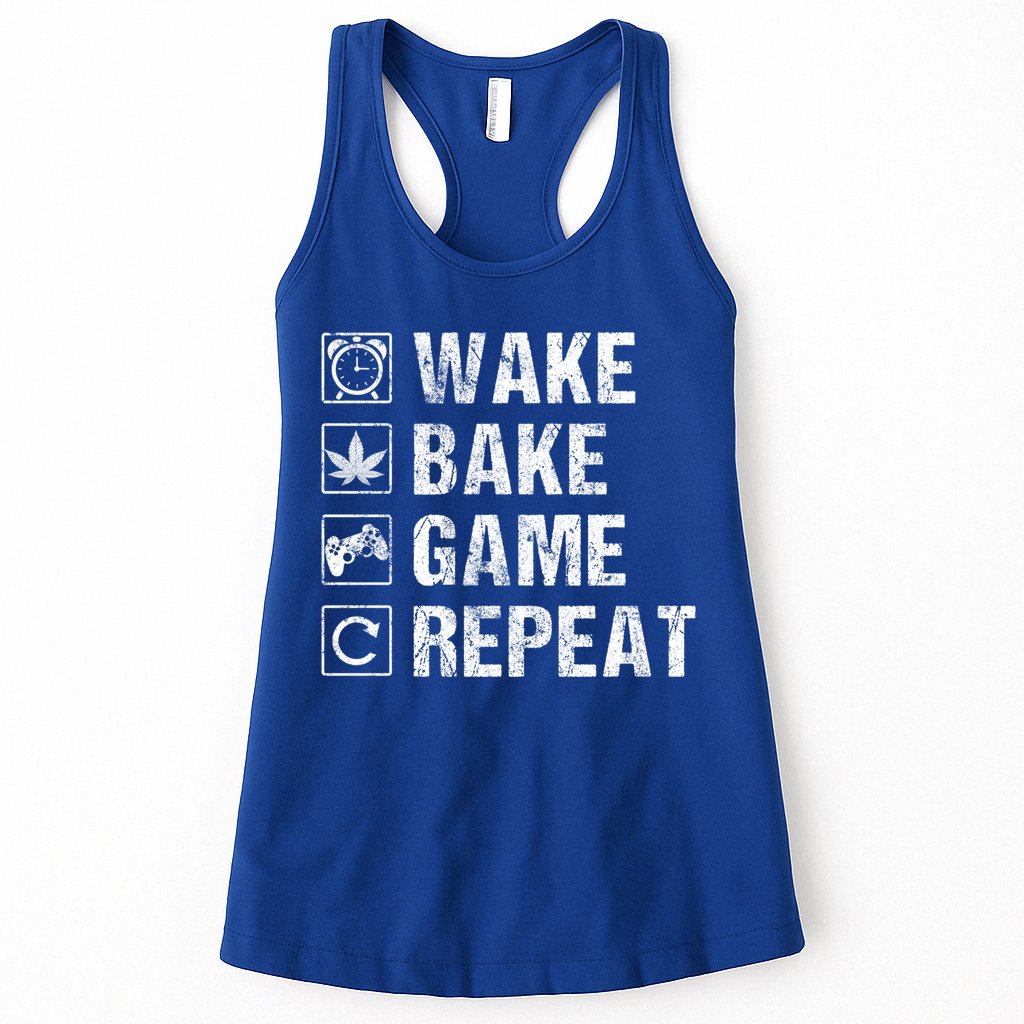 Wake Bake Game Repeat Video Game Weed Smoker Pot Gift Womens Tank Top