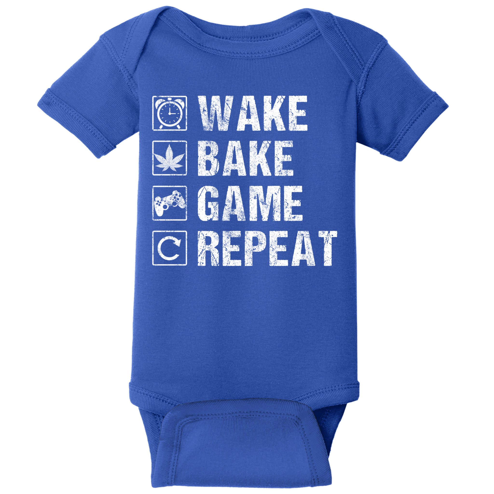 Wake Bake Game Repeat Video Game Weed Smoker Pot Gift Baby Bodysuit