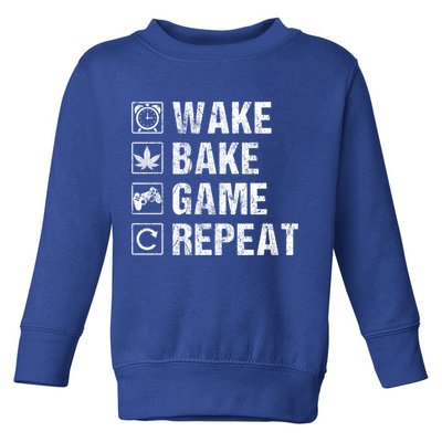 Wake Bake Game Repeat Video Game Weed Smoker Pot Gift Toddler Sweatshirt
