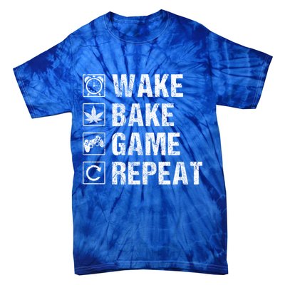 Wake Bake Game Repeat Video Game Weed Smoker Pot Gift Tie-Dye T-Shirt