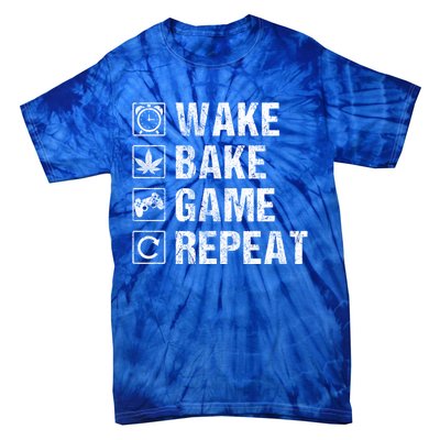 Wake Bake Game Repeat Video Game Weed Smoker Pot Gift Tie-Dye T-Shirt