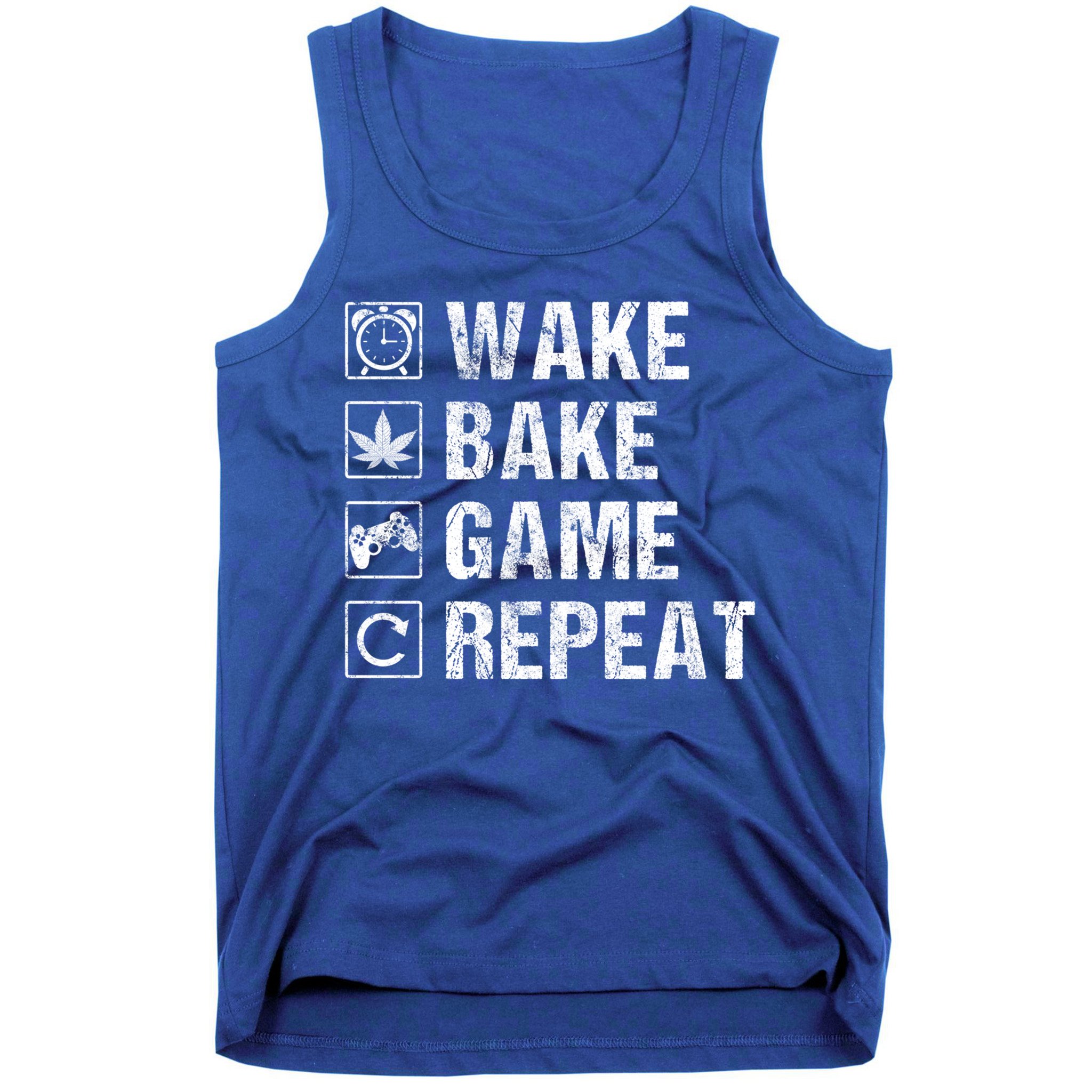 Wake Bake Game Repeat Video Game Weed Smoker Pot Gift Tank Top