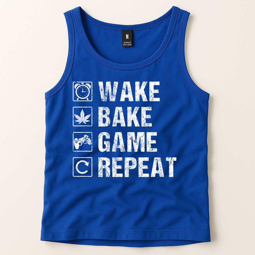 Wake Bake Game Repeat Video Game Weed Smoker Pot Gift Tank Top