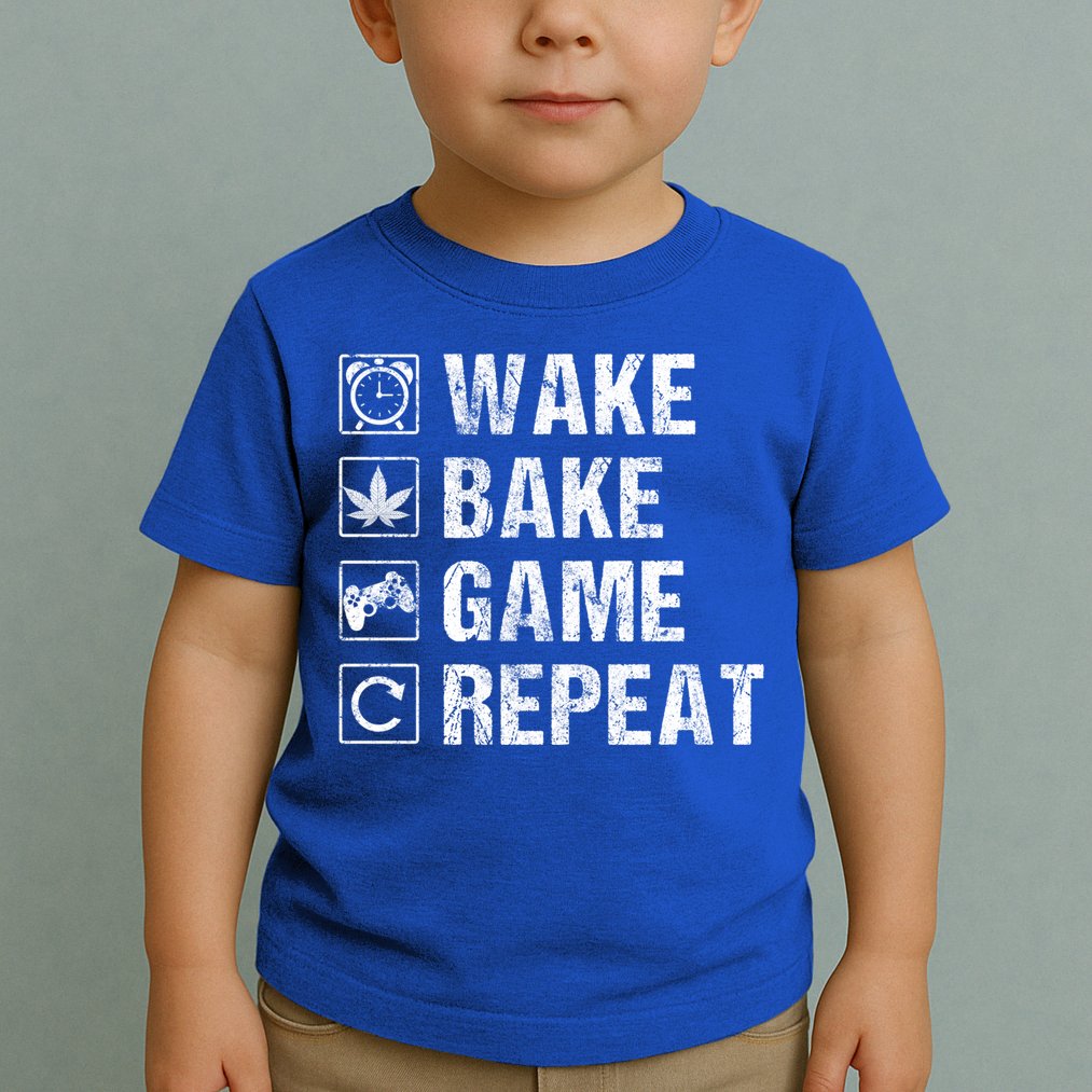 Wake Bake Game Repeat Video Game Weed Smoker Pot Gift Toddler T-Shirt