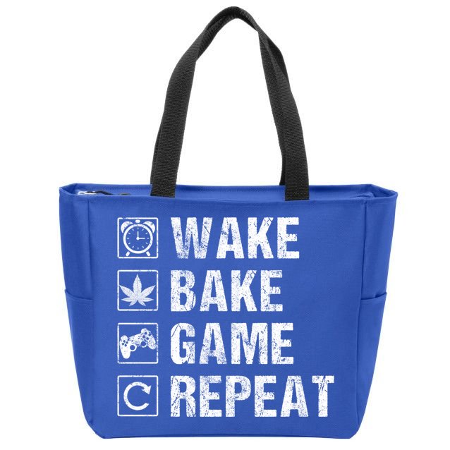 Wake Bake Game Repeat Video Game Weed Smoker Pot Gift Zip Tote Bag