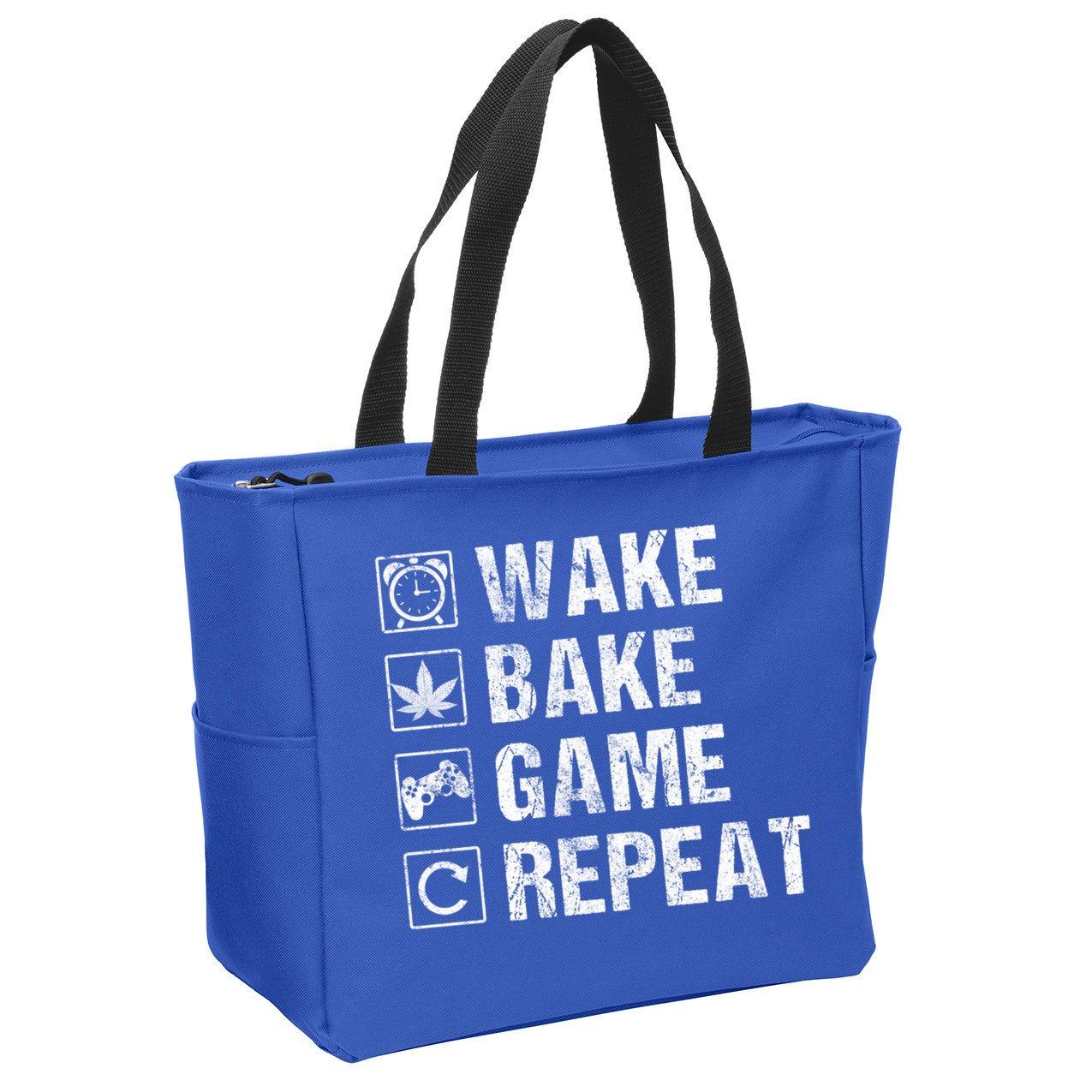 Wake Bake Game Repeat Video Game Weed Smoker Pot Gift Zip Tote Bag