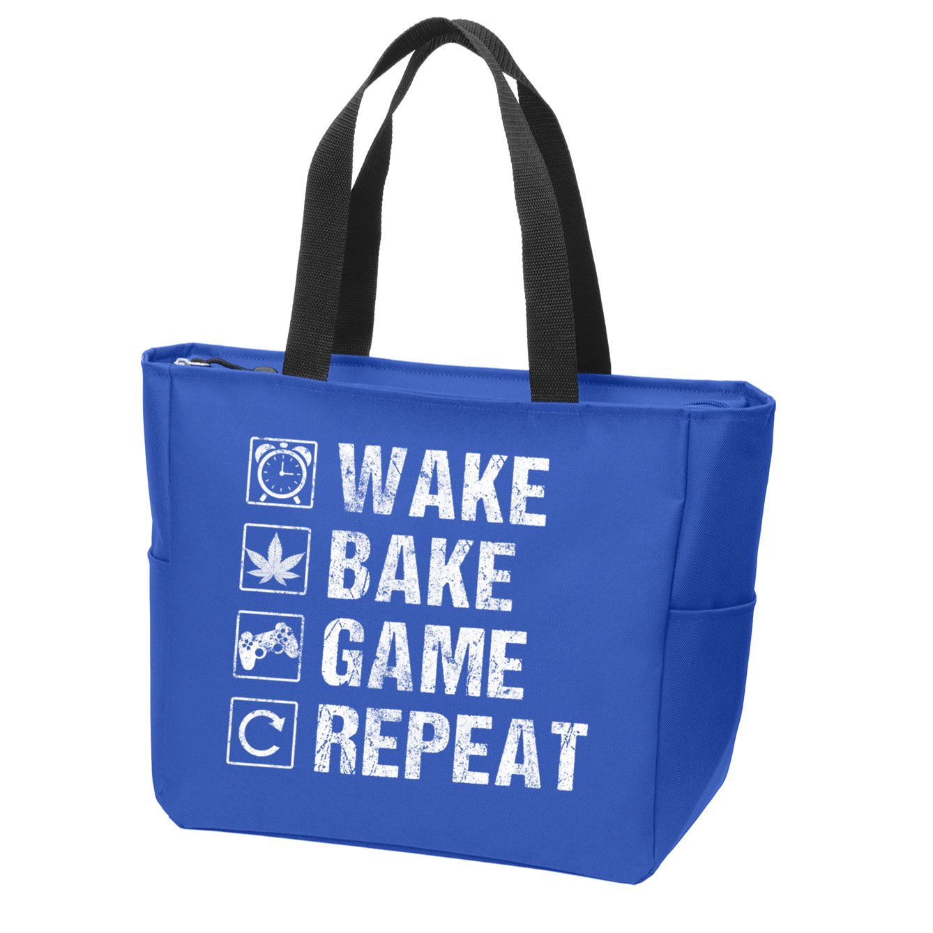 Wake Bake Game Repeat Video Game Weed Smoker Pot Gift Zip Tote Bag