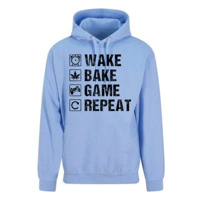 Wake Bake Game Repeat Video Game Weed Smoker Pot Gift Unisex Surf Hoodie