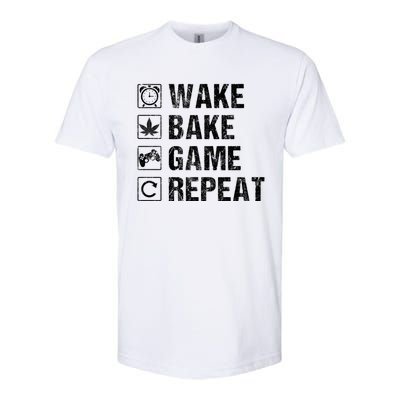 Wake Bake Game Repeat Video Game Weed Smoker Pot Gift Softstyle CVC T-Shirt