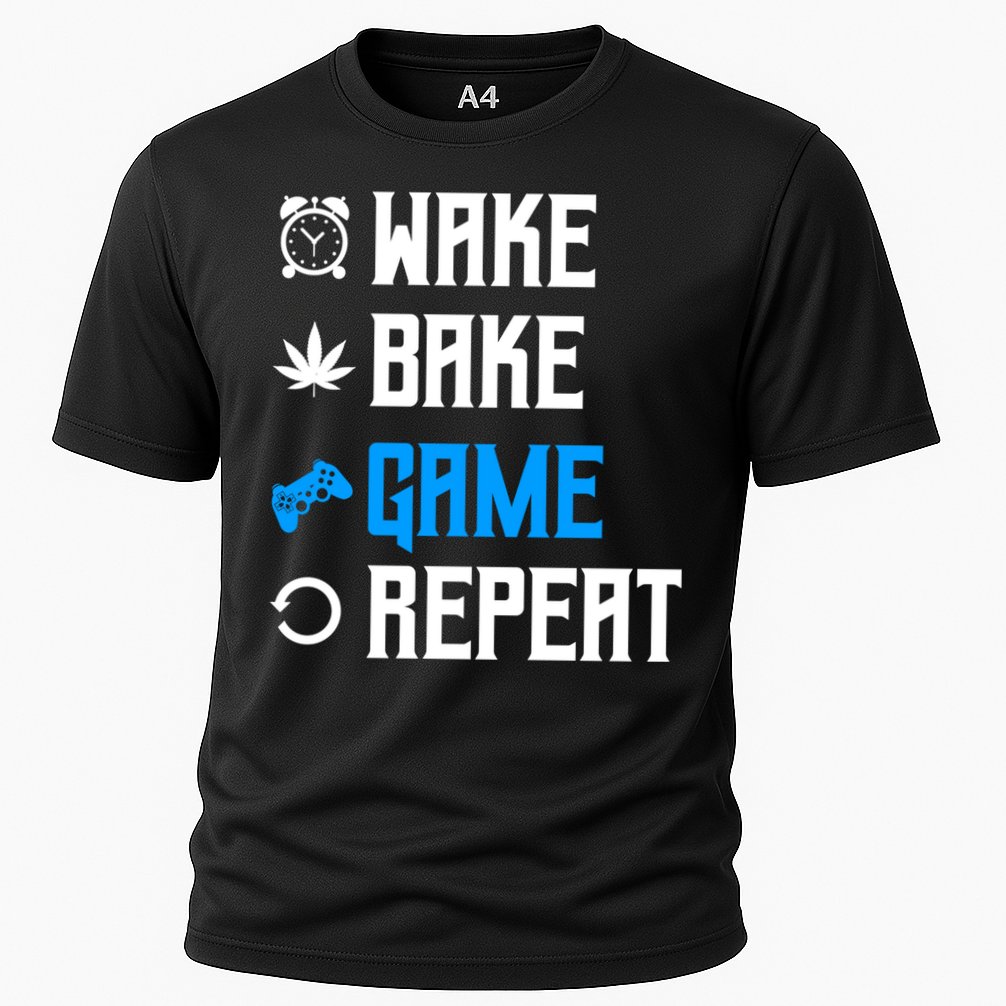 Wake Bake Game Repeat Gift Cooling Performance Crew T-Shirt