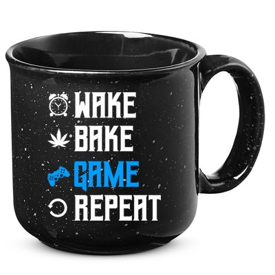Wake Bake Game Repeat Gift 15oz Campfire Ceramic Mug