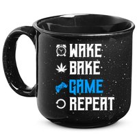 Wake Bake Game Repeat Gift 15oz Campfire Ceramic Mug