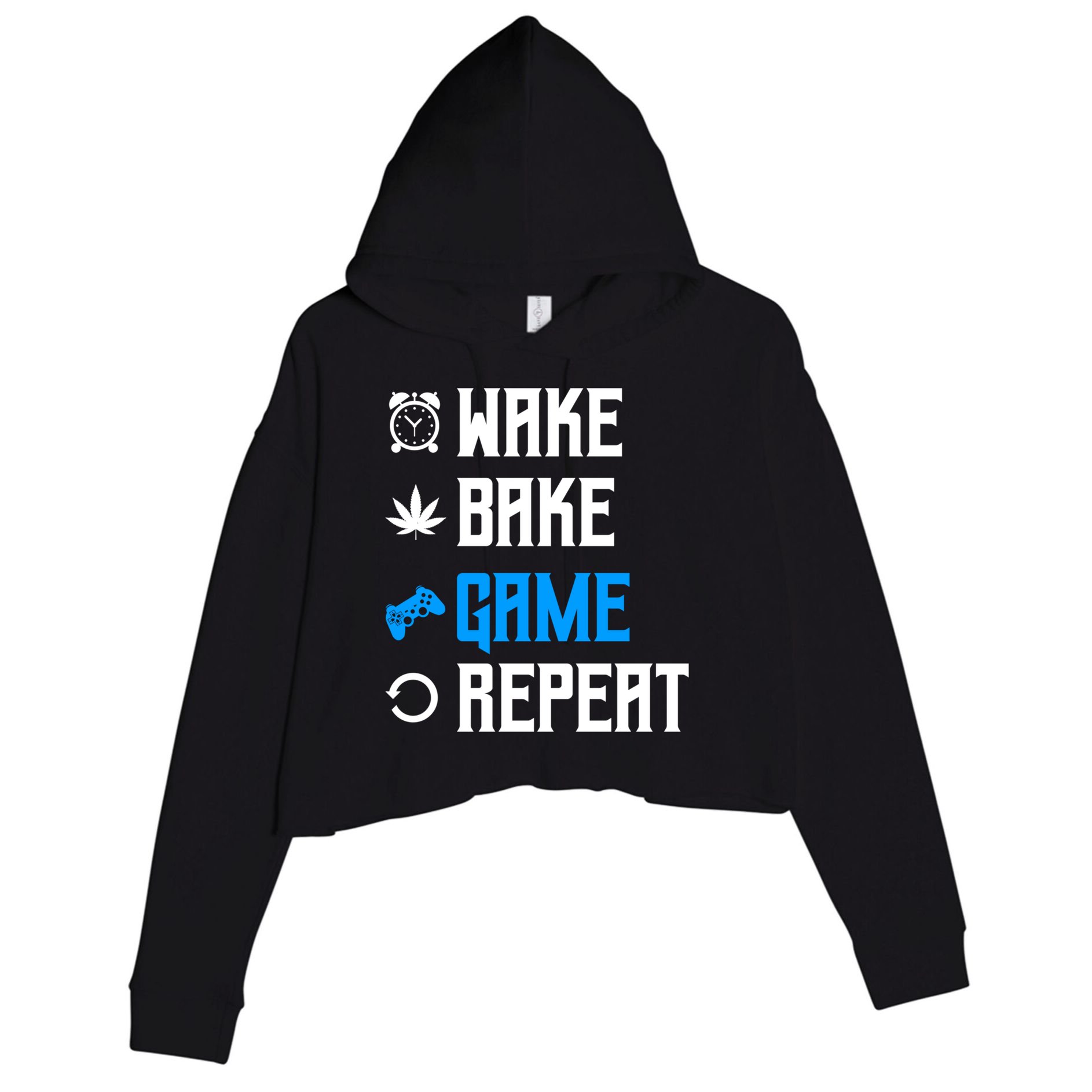 Wake Bake Game Repeat Gift Crop Fleece Hoodie