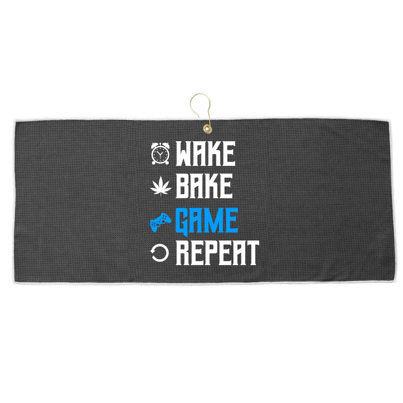 Wake Bake Game Repeat Gift Large Microfiber Waffle Golf Towel
