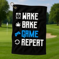 Wake Bake Game Repeat Gift Golf Towel