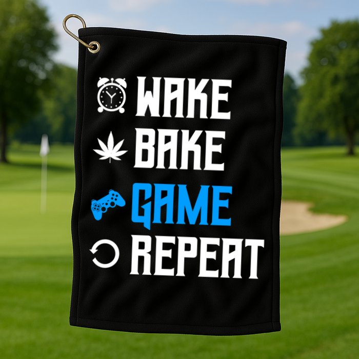 Wake Bake Game Repeat Gift Golf Towel