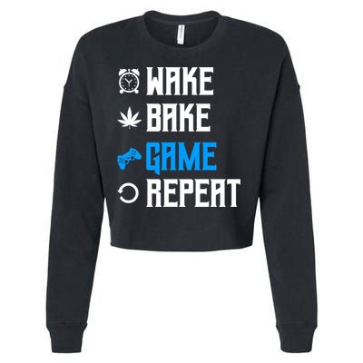 Wake Bake Game Repeat Gift Cropped Pullover Crew