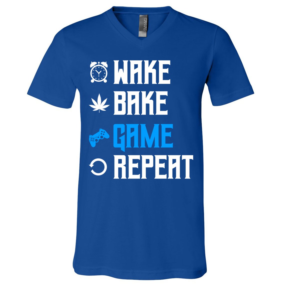Wake Bake Game Repeat Gift V-Neck T-Shirt