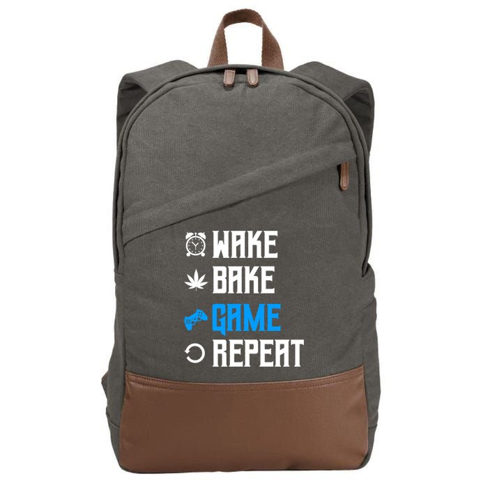 Wake Bake Game Repeat Gift Cotton Canvas Backpack