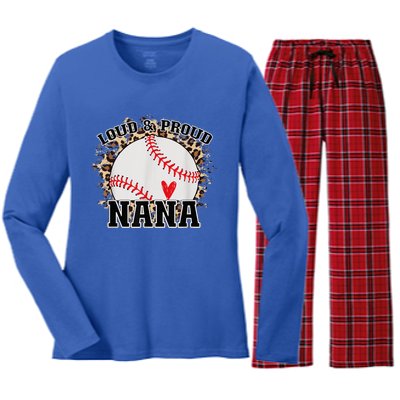 Wo Baseball Grandma aunt Mama Matching Baseball nana, Mother's Day Women's Long Sleeve Flannel Pajama Set 