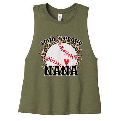 Wo Baseball Grandma aunt Mama Matching Baseball nana, Mother's Day Women's Racerback Cropped Tank