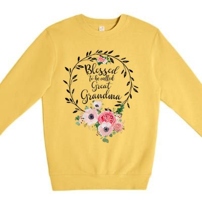 Womens Blessed Great Grandma Floral Grandma Decoration Premium Crewneck Sweatshirt