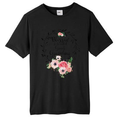 Womens Blessed Great Grandma Floral Grandma Decoration Tall Fusion ChromaSoft Performance T-Shirt