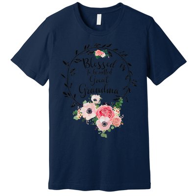 Womens Blessed Great Grandma Floral Grandma Decoration Premium T-Shirt