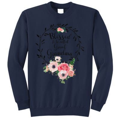 Womens Blessed Great Grandma Floral Grandma Decoration Tall Sweatshirt