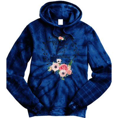 Womens Blessed Great Grandma Floral Grandma Decoration Tie Dye Hoodie