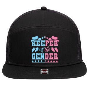 Western Baby Gender Reveal Party Outfit Keeper Of The Gender 7 Panel Mesh Trucker Snapback Hat