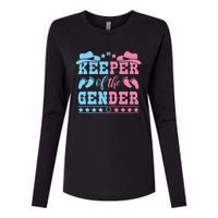 Western Baby Gender Reveal Party Outfit Keeper Of The Gender Womens Cotton Relaxed Long Sleeve T-Shirt