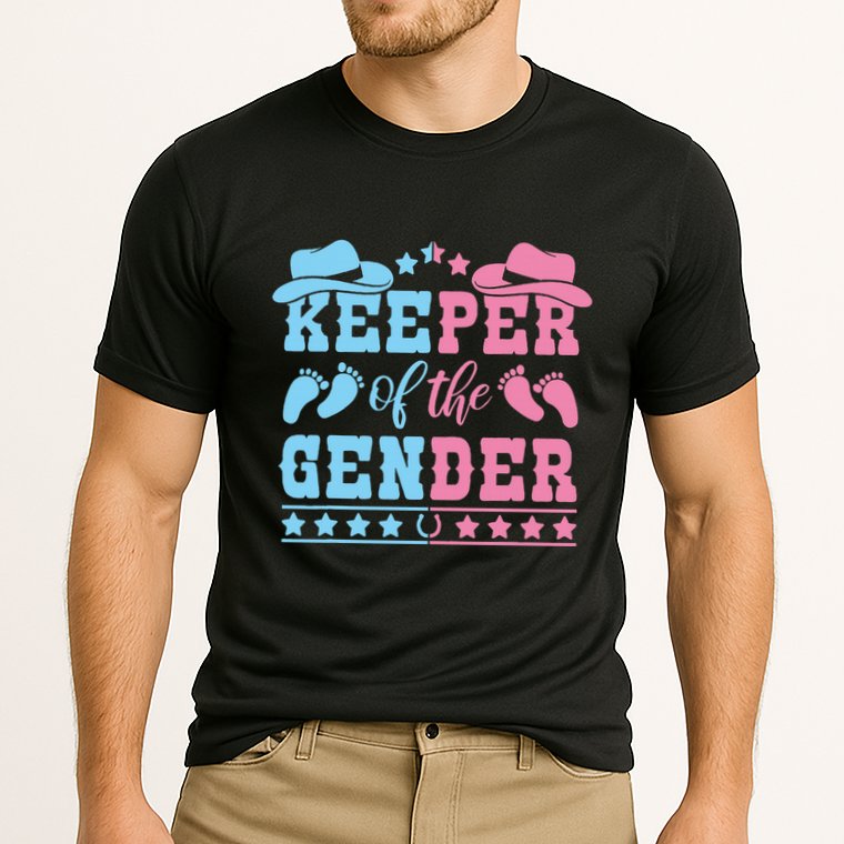Western Baby Gender Reveal Party Outfit Keeper Of The Gender Cooling Performance Crew T-Shirt