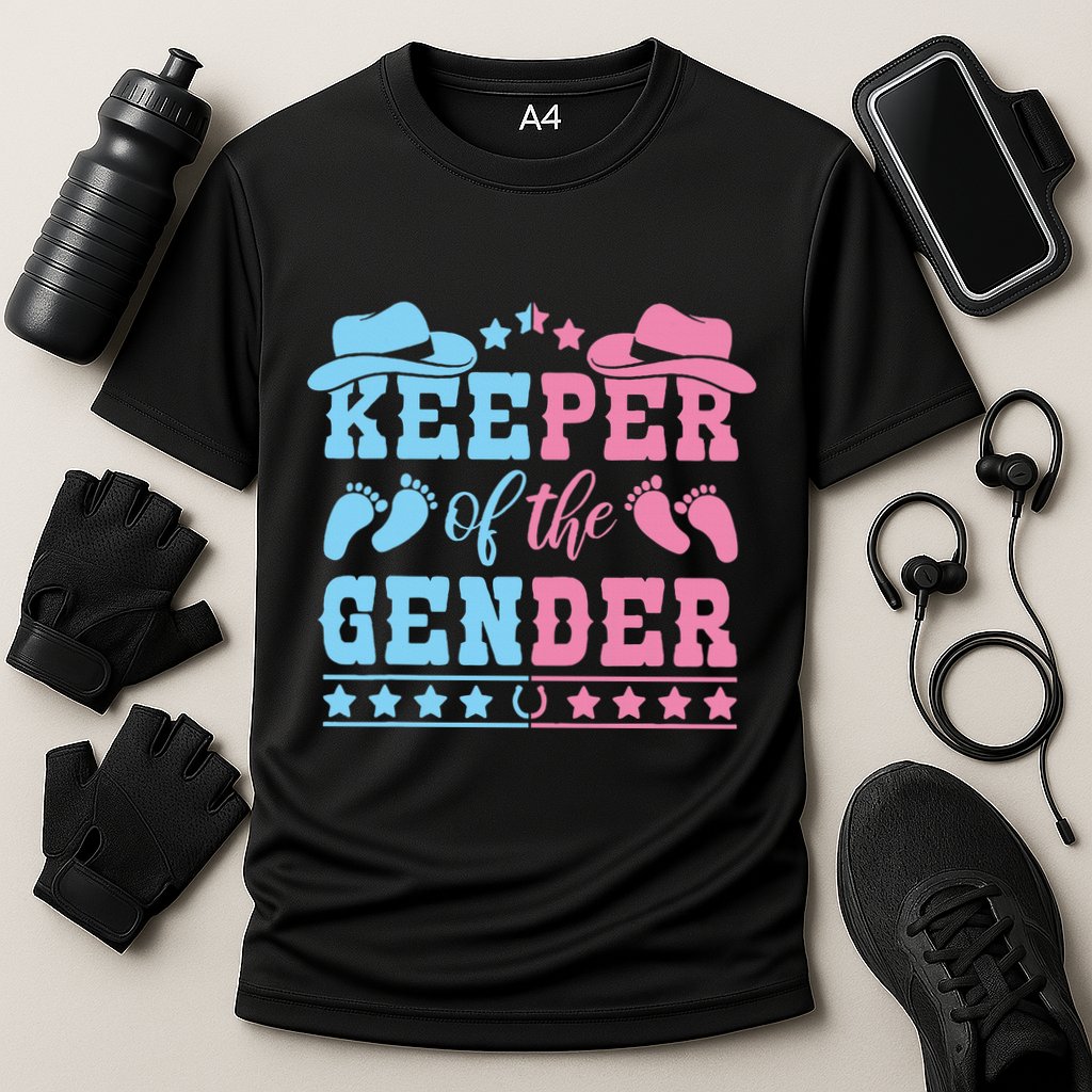 Western Baby Gender Reveal Party Outfit Keeper Of The Gender Cooling Performance Crew T-Shirt